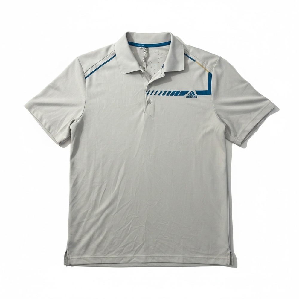 Adidas Climachill Mens Polo Shirt White Blue Large Golf Tennis Activewear L